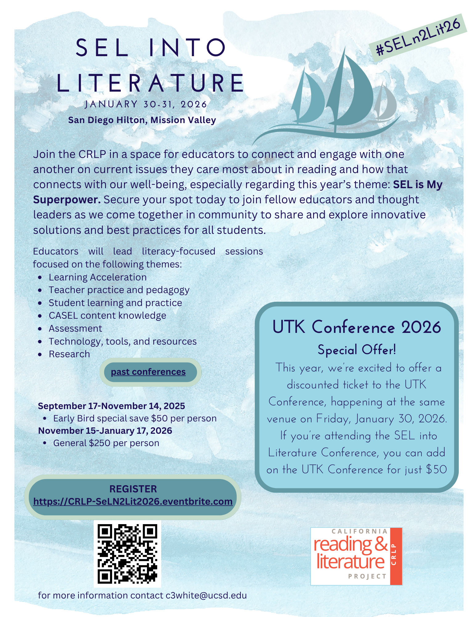 SEL Into Literature 2026 conference flyer. Full details below.